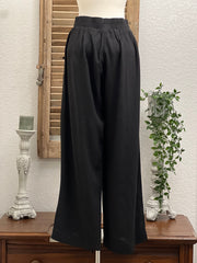 Raven Washed Linen Pants with Front Fray Pockets