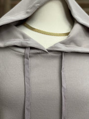 Brielle Soft Corduroy Knit Hoodie with Fitted Waist