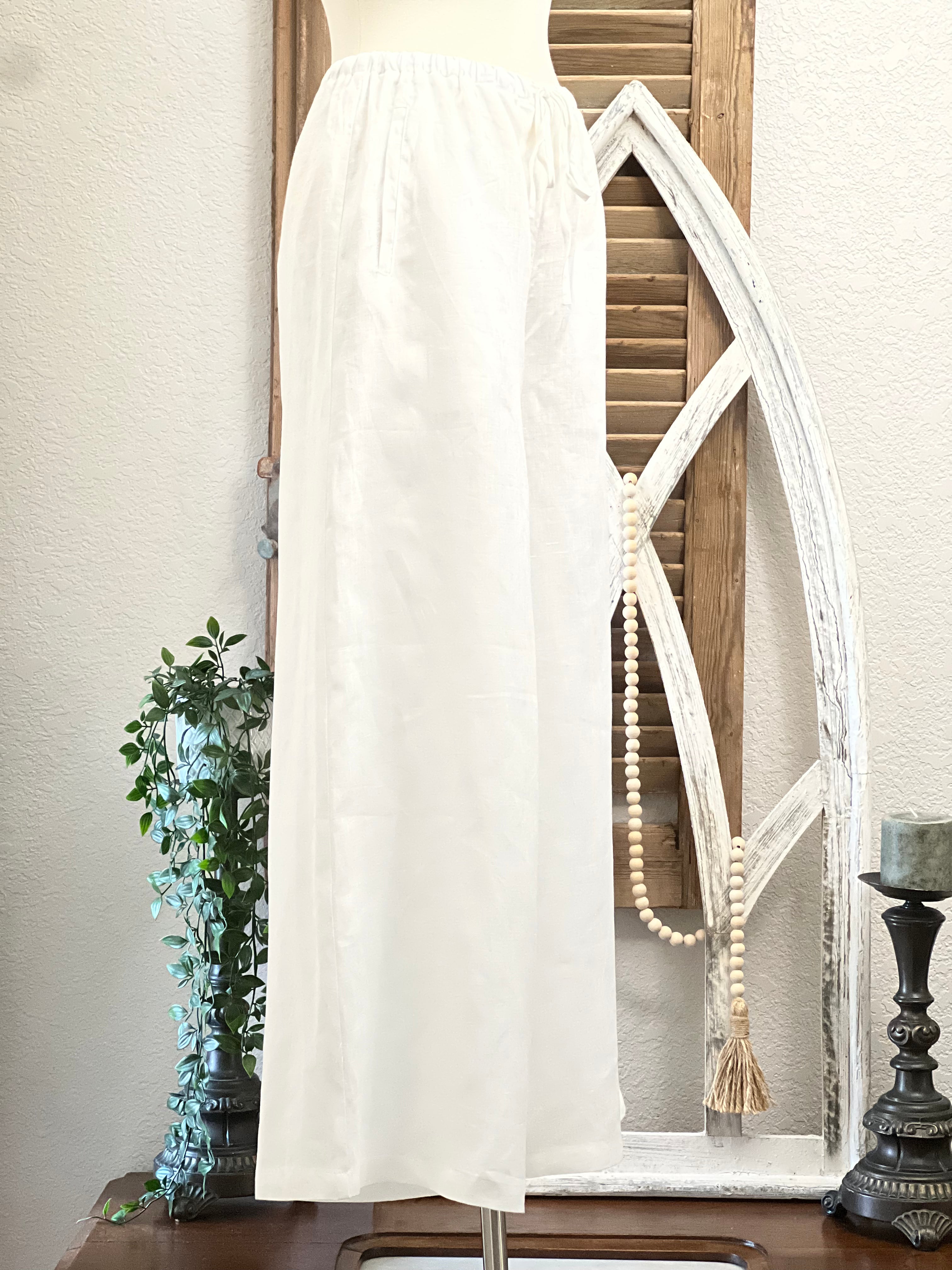 Gretta Wide Leg Linen Crop Pant