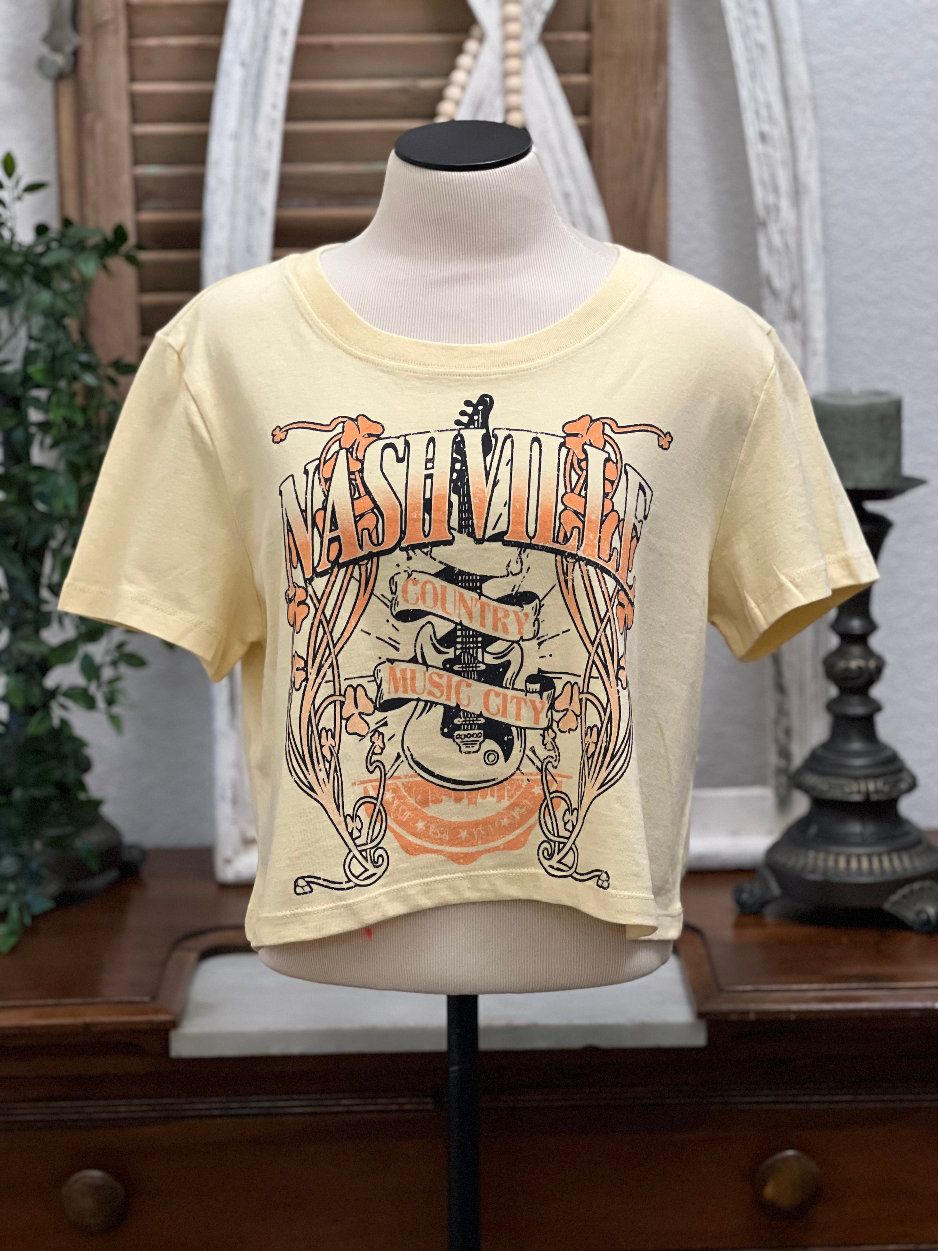 Nashville Music City Graphic Crop Tee