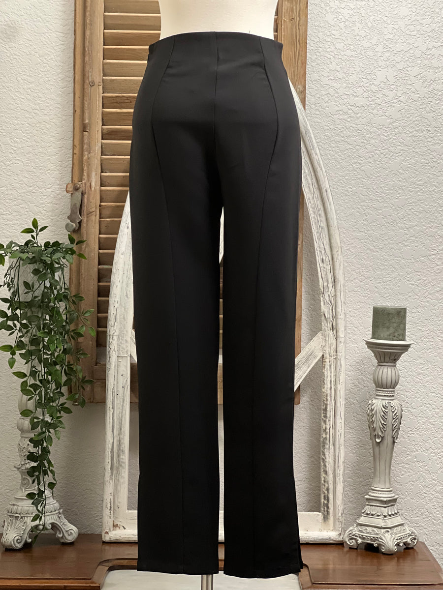 Selena Pencil Leg Crop Dress Pant with Sexy Side Slit Hem