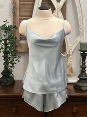 Harper Satin Drape Cowl Tank and Pajama Shortie Lounge Set