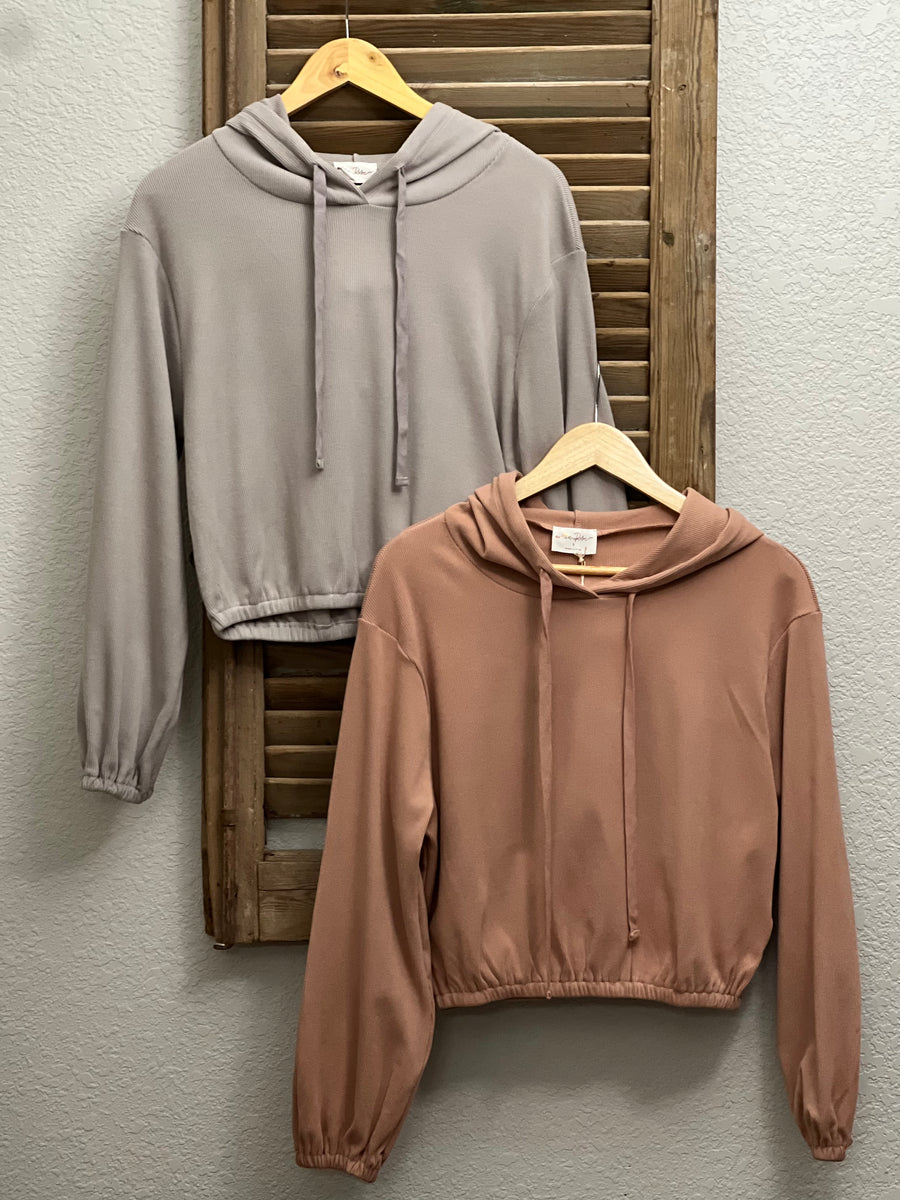 Brielle Soft Corduroy Knit Hoodie with Fitted Waist