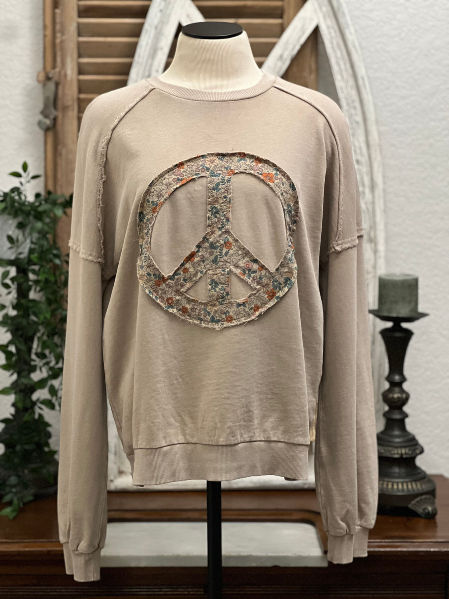 Dixie Long Sleeve Mineral Washed Peace Lounge Tee