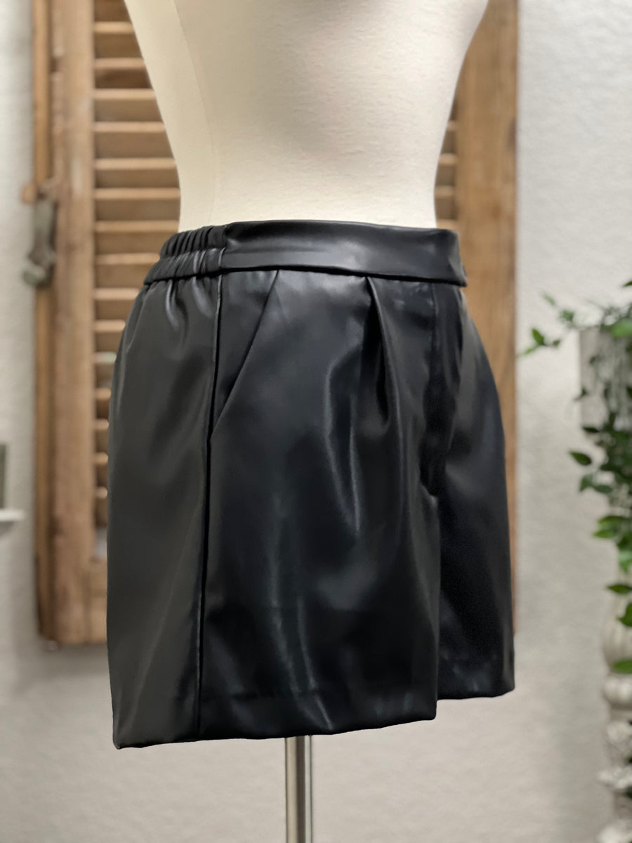 Simone High Waist Faux Leather Shorts