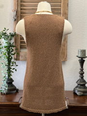 Delaney Sleeveless Knitted Sweater Long Vest with Tie Closure
