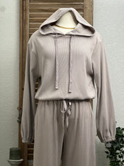 Brielle Soft Corduroy Knit Hoodie with Fitted Waist