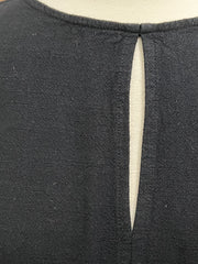 Kaleigh Linen Keyhole Round Neckline With Frayed Sleeve Trim Top