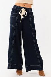 Gilligan Soft Washed Contrast Stitch Wide Leg Pants