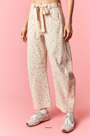 Blooming Bouquet Pastel Floral Printed Barrel Pants by Peach Love California