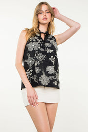 Black Beauty Embroidered Halter Neck Top