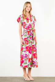 Claudine Short Sleeve Floral Print Midi Dress by THML