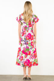 Claudine Short Sleeve Floral Print Midi Dress by THML