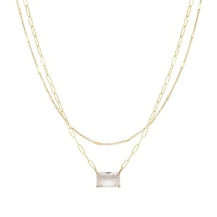 Meghan Browne Demi Gold Clear Necklace