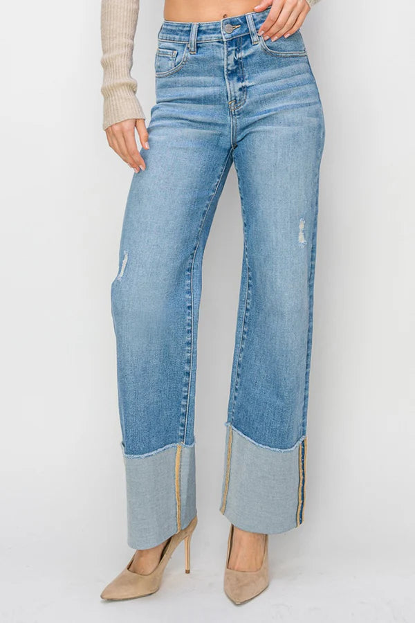 Headliner High Rise Wide-Cuffed Jeans