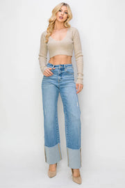 Headliner High Rise Wide-Cuffed Jeans