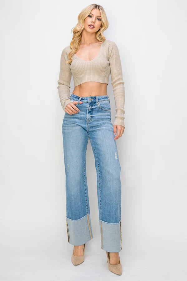 Headliner High Rise Wide-Cuffed Jeans