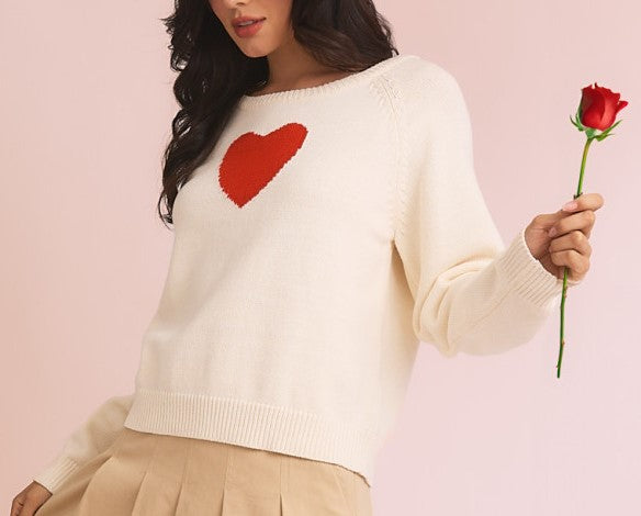 Red Heart Long Sleeve Sweater