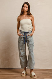 "I'd Stripe for You" Stripe Pattern Patched Barrel Pants by BiBi!
