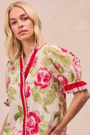 Garden Bouquet Printed Ruffle Top by BiBi!