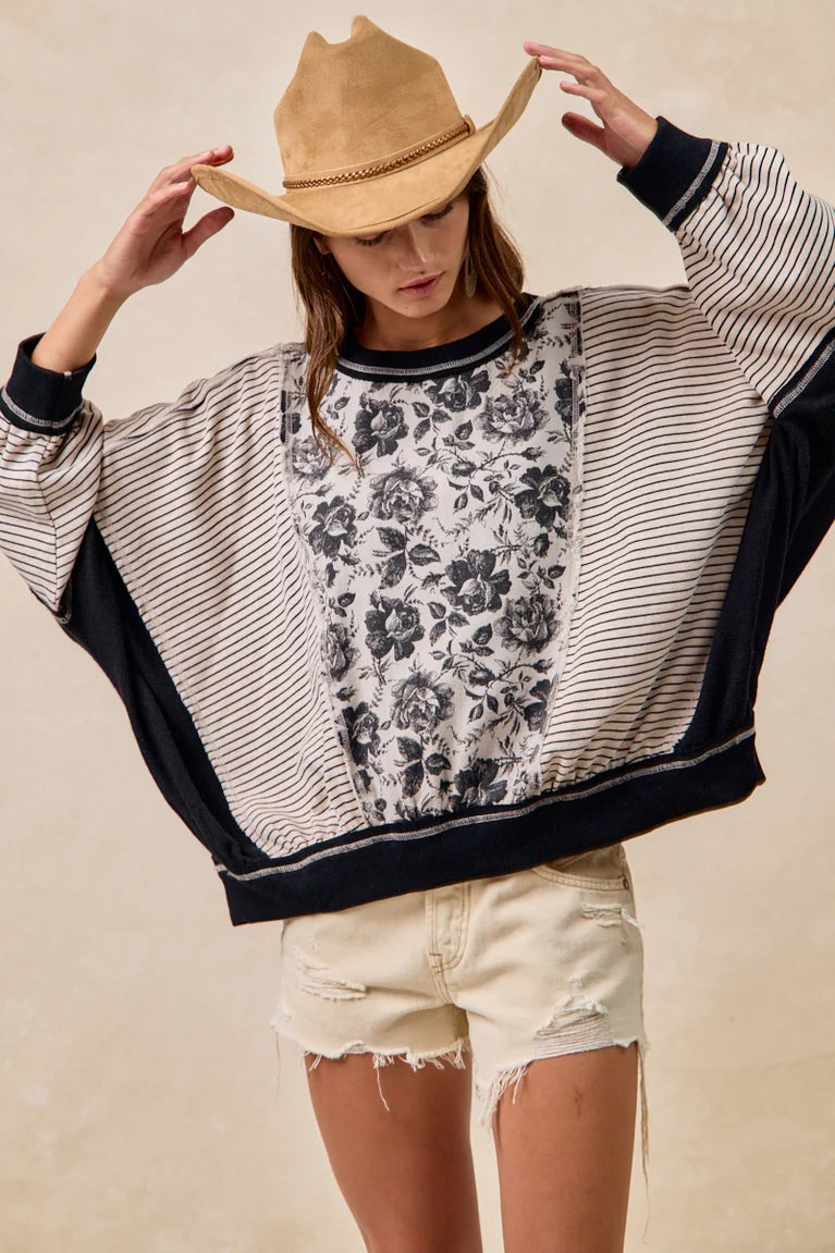 Charcoal Roses MixMatch Top by BiBi!