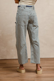 "I'd Stripe for You" Stripe Pattern Patched Barrel Pants by BiBi!