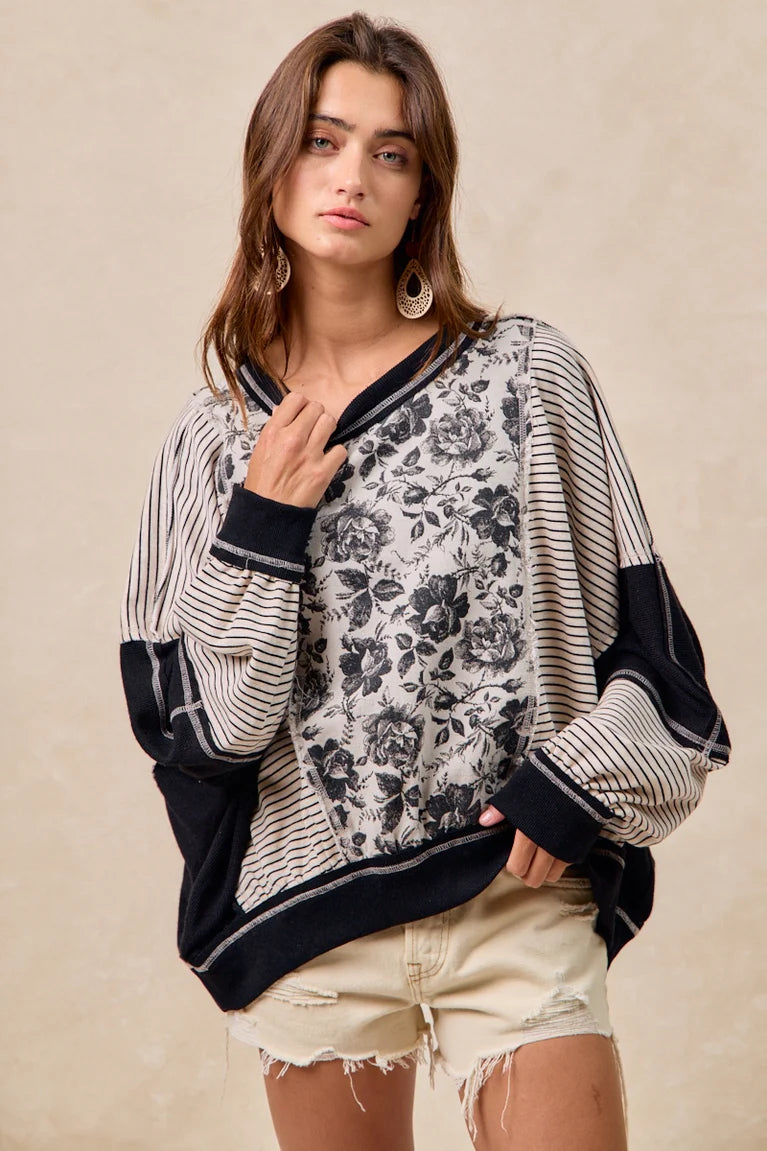 Charcoal Roses MixMatch Top by BiBi!