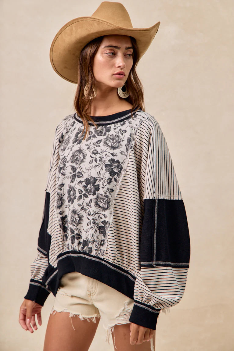 Charcoal Roses MixMatch Top by BiBi!