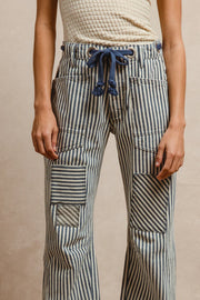 "I'd Stripe for You" Stripe Pattern Patched Barrel Pants by BiBi!