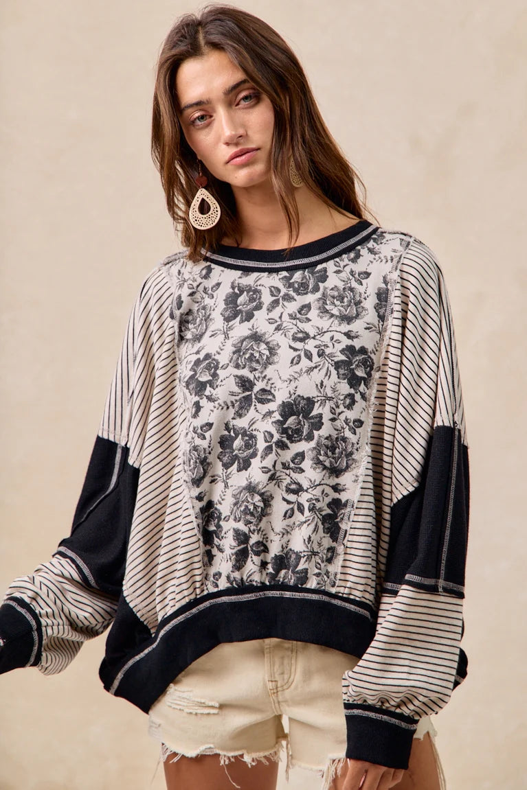 Charcoal Roses MixMatch Top by BiBi!