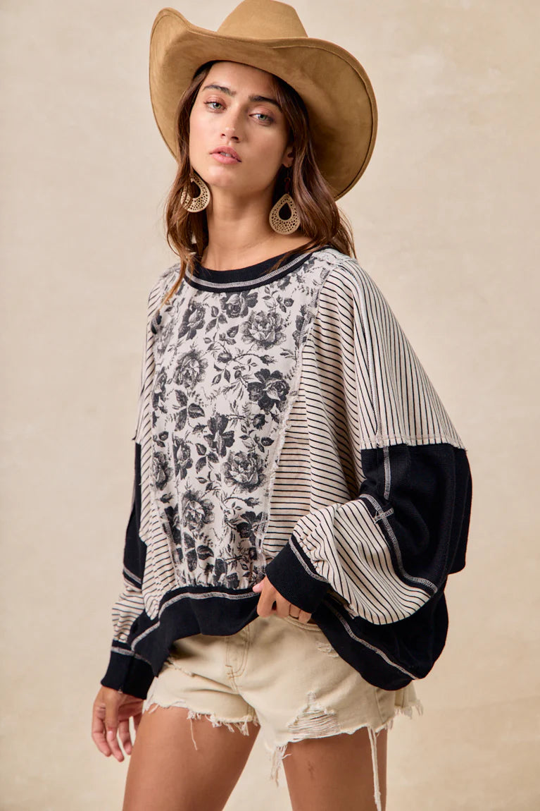 Charcoal Roses MixMatch Top by BiBi!