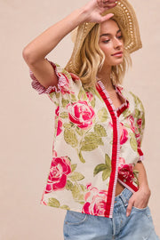 Garden Bouquet Printed Ruffle Top by BiBi!