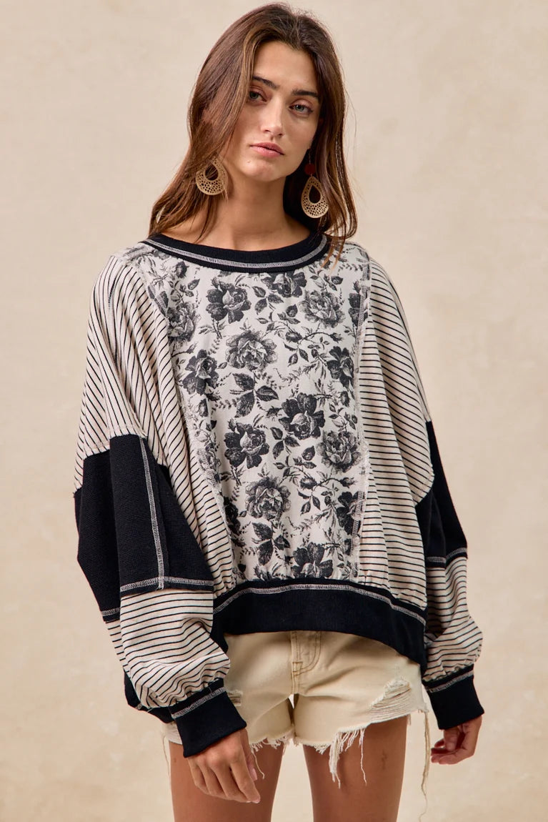 Charcoal Roses MixMatch Top by BiBi!