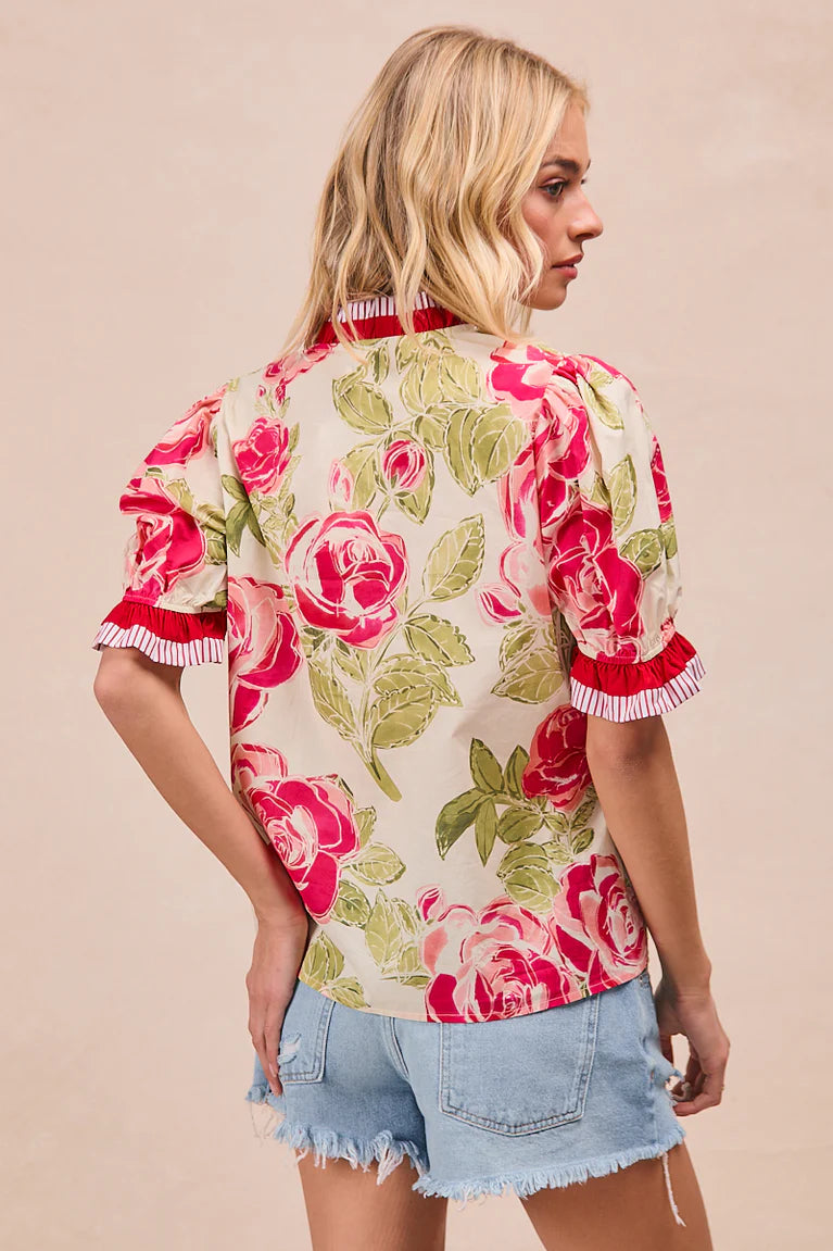 Garden Bouquet Printed Ruffle Top by BiBi!