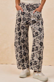 Charcoal Roses Print Barrel Pants by BiBi!