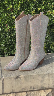 Hey Girl by Corkys "Pony Up" Clear Rhinestone Boots