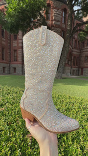 Hey Girl by Corkys "Pony Up" Clear Rhinestone Boots