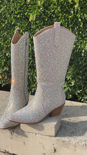 Hey Girl by Corkys "Pony Up" Clear Rhinestone Boots