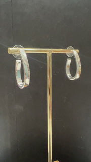 Smooth Polished Metal Elongated Teardrop Hoop Earrings