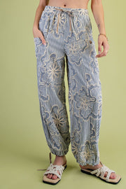 Chasity Embroidery Striped Jogger Pants