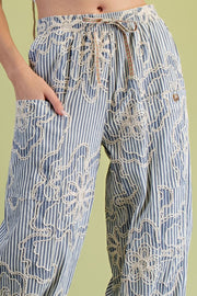 Chasity Embroidery Striped Jogger Pants