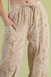 Chasity Embroidery Striped Jogger Pants