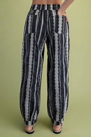 Saysa Embroidery Textured Linen Pants