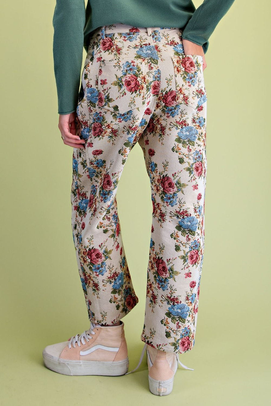 Eden Colorful Floral Jacquard Barrel Pants