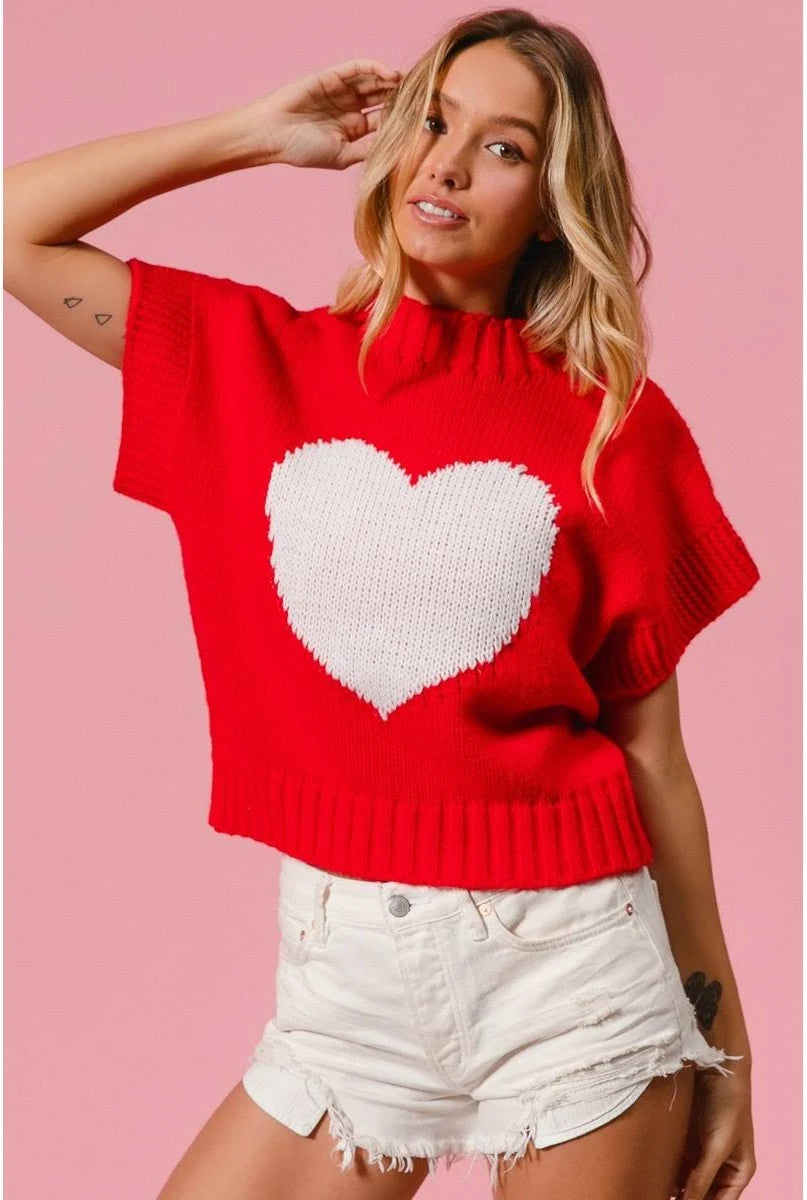 "Heartbeats For You" Red Sweater