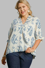 Romantic Paisley Smocked V-Neckline Top