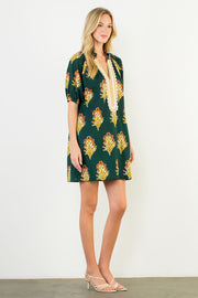 Garden Grove Floral Print Stripe Detail Mini Tunic Dress