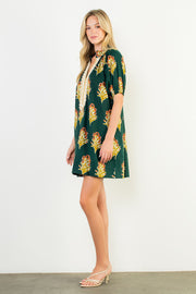 Garden Grove Floral Print Stripe Detail Mini Tunic Dress