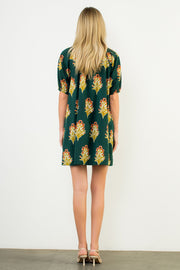 Garden Grove Floral Print Stripe Detail Mini Tunic Dress