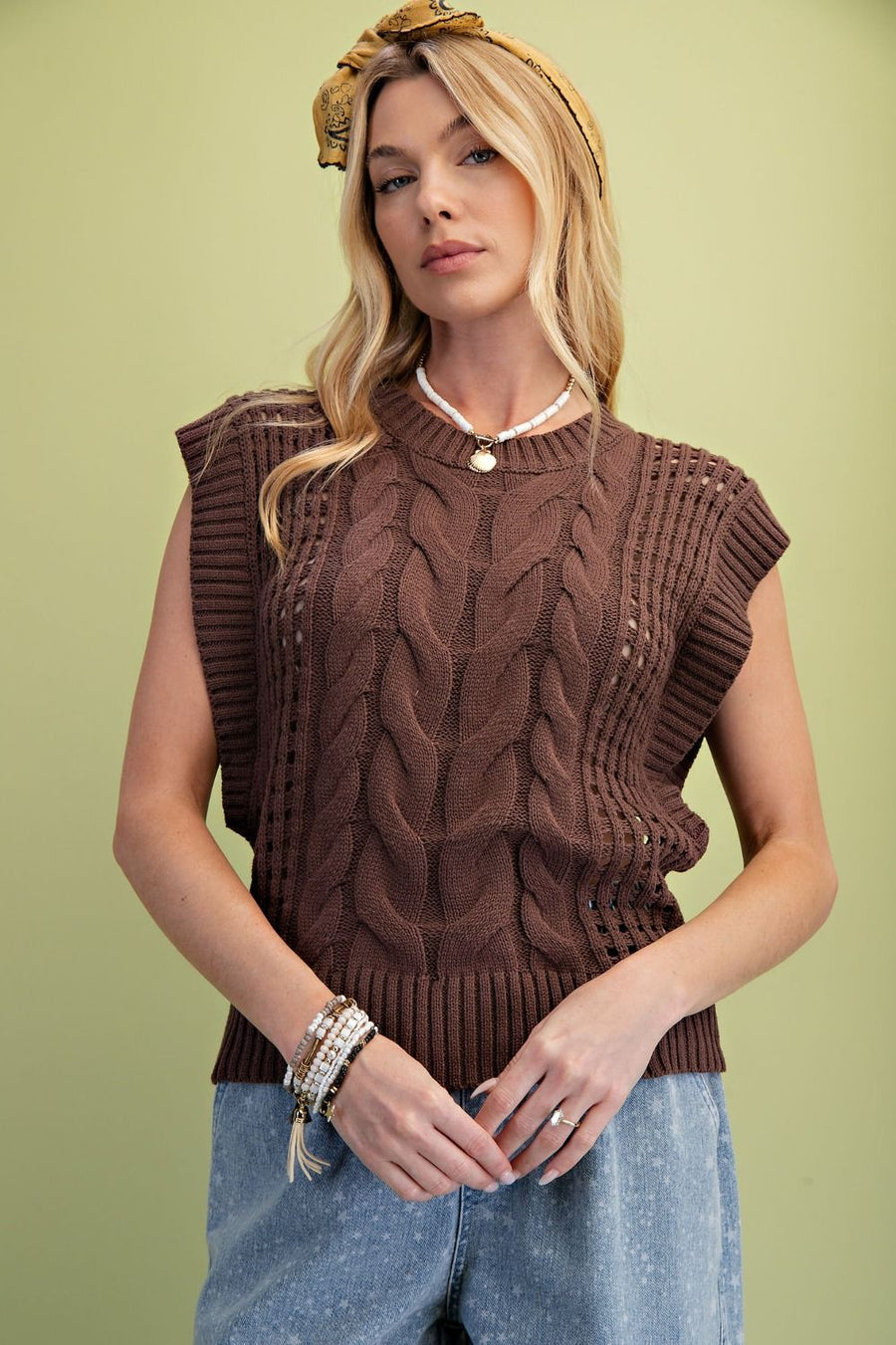 Alexa Cable Knit Sweater Vest